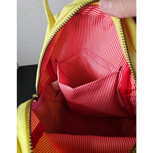 Herschel Backpack Brite Yellow Gold zippers Crosshatch Mini adjust straps   Read - Picture 6 of 10